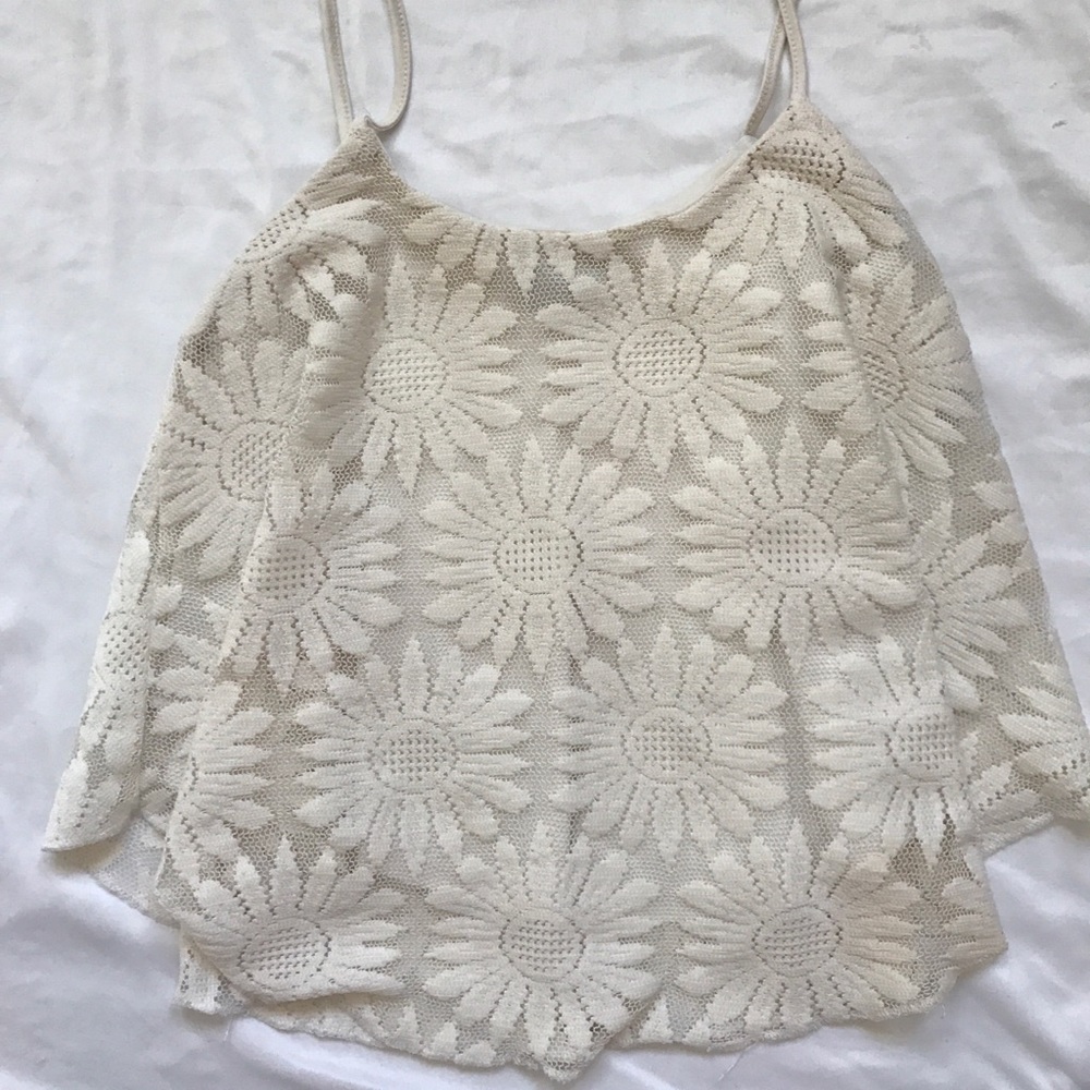 Flowy White Daisy Tank Top